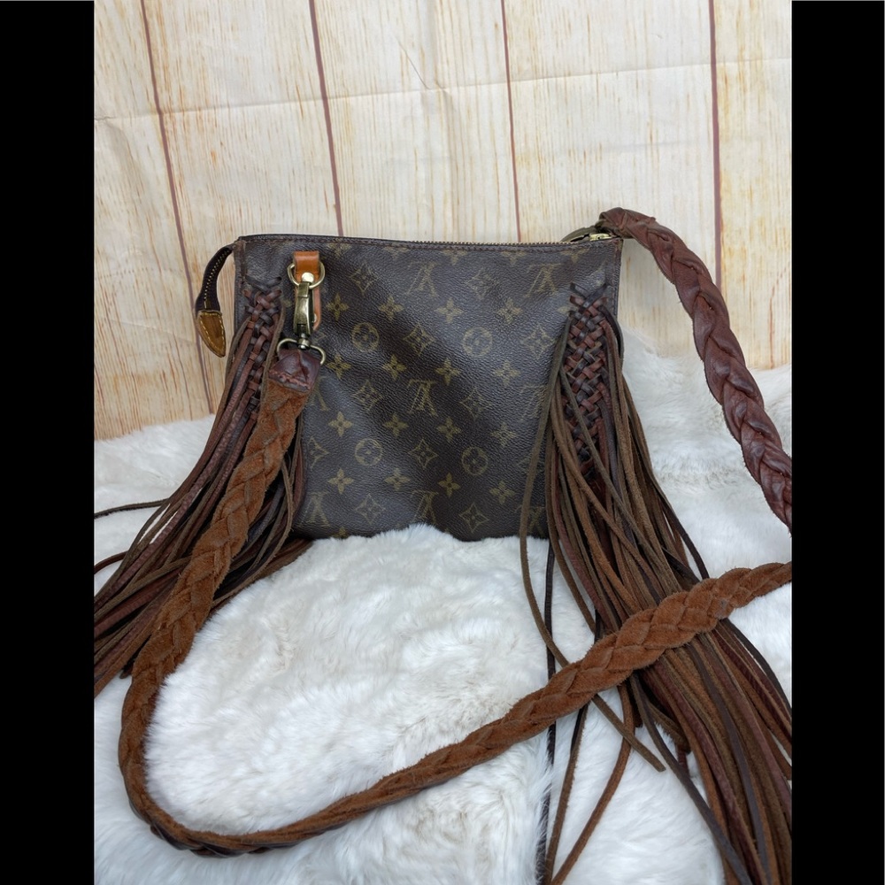 Vintage Boho LV  fringe crossbody